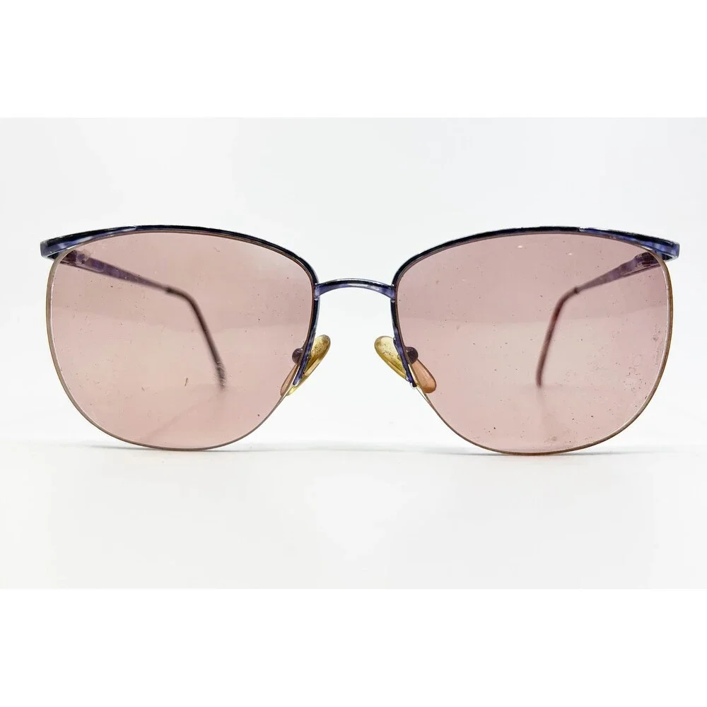 Beverly Johnson Eyeglasses Womens Blue Marbled Semi Rimless BE-5 BDM 52mm